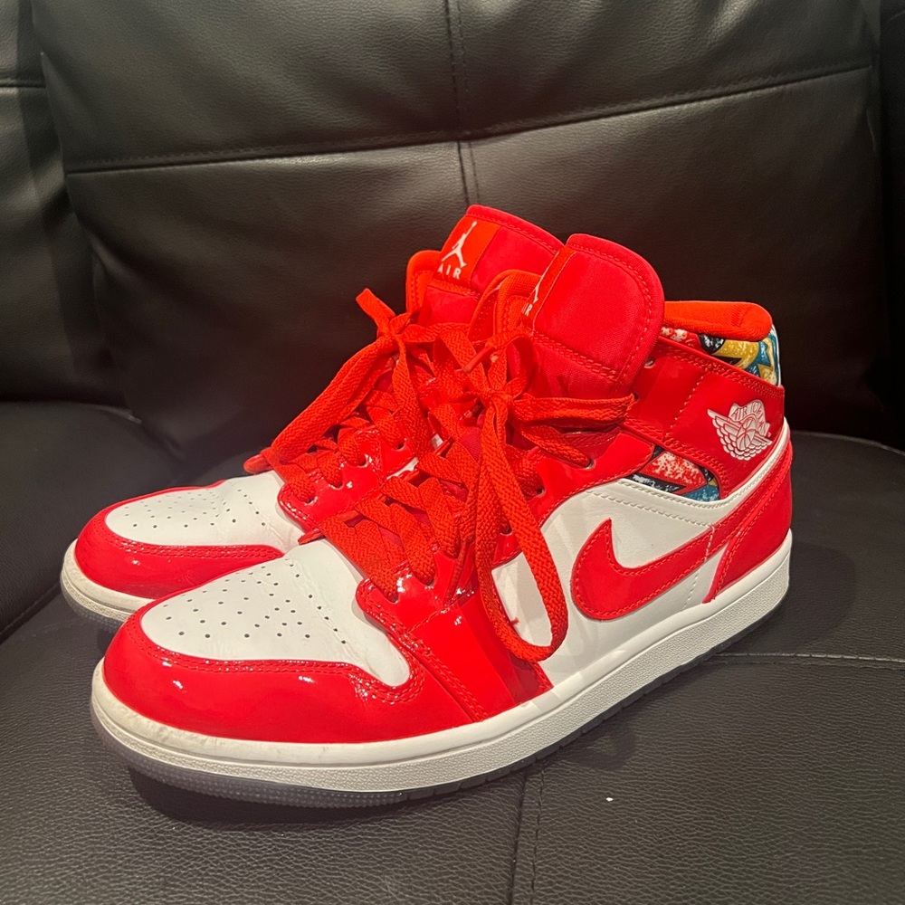 Jordan 1 Mid Barcelona Sweater Red Patent